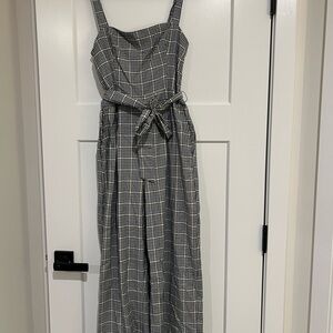 Abercrombie & Fitch Black and White Plaid Jumpsuit